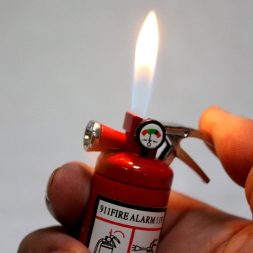 1x Mini Fire Extinguisher Metal Refillable Cigar Cigarette Lighter w/ White Light