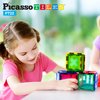 PicassoTiles PT22 Magnetic Building Blocks Numerical Magnet Tiles Educational Kit Toy Set 3D Clear Color Stacking Block STEM Playboard Novelty Game w/Numbers, Roman Numerals, and Math Symbols