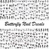 8 Sheets White Black Butterfly Nail Stickers Rose Flower Mix Pattern 3D Self-Adhesive Nail Decals Black Flower Design Summer Nails Art Supplies for Women DIY Nails Accessories Manicure Decorations