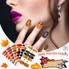 SILPECWEE 6 Sheets Fall and Halloween Nail Polish Stickers Full Nail Wraps Holiday Nail Polish Strips Self Adhesive Gel Nail Strips Fingernail Sticker Nails for Women with Nail File