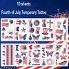Fourth of July Temporary Tattoo,10 Sheet Independence Day Waterproof Tattoos Stickers American Flag Eagles Hat Balloons Design USA Stickers for Labor Day Memorial Day Decoration Party Supplies