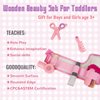 WoodenEdu Wooden Hair Salon Toys for Girls, Pretend Play Beauty Salon Set with Realistic Accessories, Blow Dryer, Straightener, Tool Belt and Styling Accessories