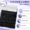 Fluffy Lash Clusters with Bottom Lashes Thick 200D Volume Individual Lashes 12-25mm Wispy Eyelash Clusters D Curl Cluster Eyelash Extensions 264pcs DIY Lash Extension for Beginners