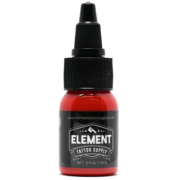 ELEMENT TATTOO SUPPLY - Red Tattoo Ink - 1/2 Bottle for Color Tattooing and Shading - Permanent - Bright - Bold - Solid - Easy to use - Professional Artist (Red)