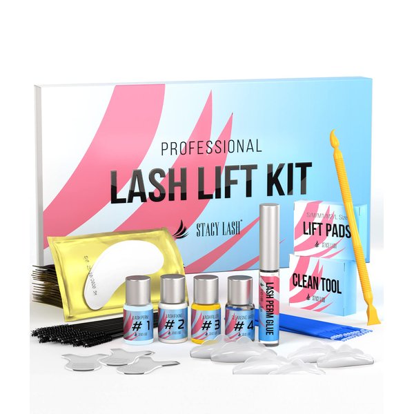 Stacy Lash Lift Kit - Professional Salon Premium Quality Eyelash Perm Curling Lotion & Liquid Full Lifting Set - Eyelash Perming Wave Curling Semi-Permanent