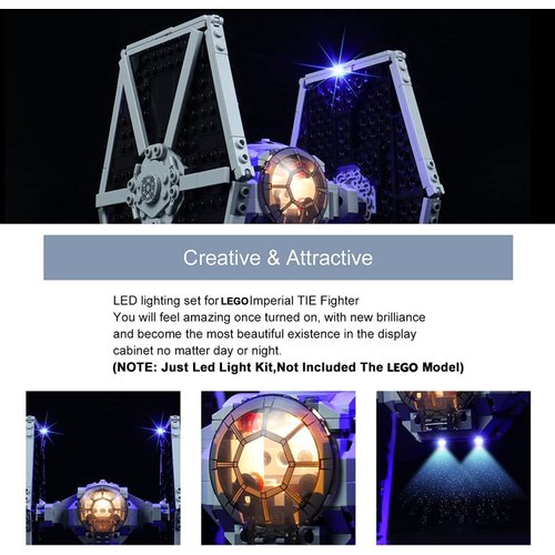 BrickBling Light Kit Compatible with Lego Imperial TIE Fighter 75300 Building Kit (No Model), Creative Lights Compatible with Lego Tie Fighter Great Surprise
