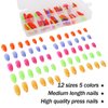 120 Pcs Glow in The Dark Press on Nails Set False Nails with Fluorescent Designs Medium Almond Shape Fake Nails Colorful Glossy Acrylic Glue on Nails Matte Gloss Stick on Nails for Women Nail Supplies