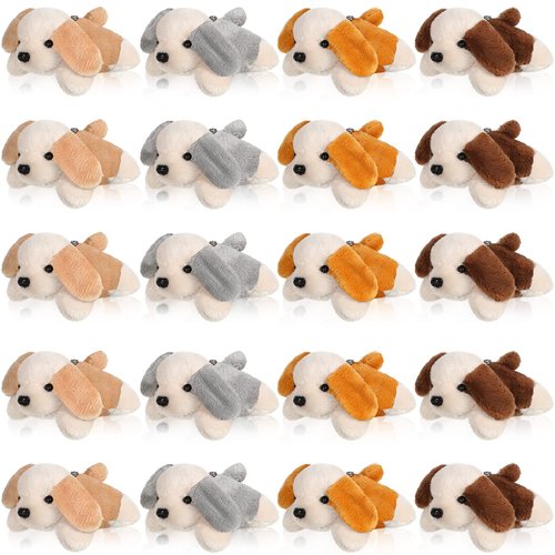 Sosation 20 Pcs Mini Plush Stuffed Puppy Bulk Dog Party Favor Gift Toy Soft Plush Dog for Goodie Bag Fillers Kids Baby Show Birthday Easter Gift Carnival Prize Party Supplies(Stylish Style)