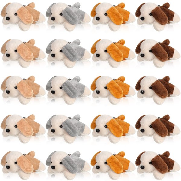 Sosation 20 Pcs Mini Plush Stuffed Puppy Bulk Dog Party Favor Gift Toy Soft Plush Dog for Goodie Bag Fillers Kids Baby Show Birthday Easter Gift Carnival Prize Party Supplies(Stylish Style)