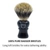 Parker Safety Razor, Long Loft 3-Band Pure Badger Bristle Shaving Brush with Ebony Handle - Brush Stand Included