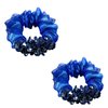 2 Pack Sparkly Boho Organza Crystal Beads Hair Ties Hair Ropes Hair Scrunchies Elastics Ponytail Holders Hair Jewelry Hair Wrist Ties Bands Scrunchies Hair Accessory for Show Gym Dance Party for Girl Women (Blue)