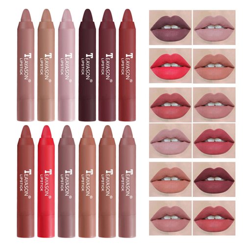 Agrifilm Matte Velvet Lipstick Lip Crayon Nourishing Non-Stick Cup Lip Stain Lip Gloss,Long-lasting Waterproof Lip Stick Lip Makeup for Women (5)