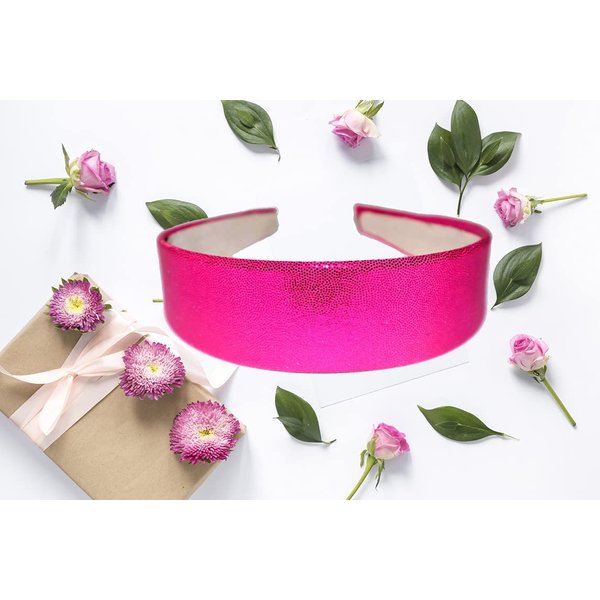 Gifts and Beads | Fuchsia solid, 1 headband for women and girls, handmade in USA, wide hair band, wrapped plastic base, fashion headbands and headwrap for girls, diademas para mujeres.