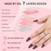 SKYCLOUD Cat Eyes Press On Nails, Medium Coffin Fake Nails Tips Full Cover With Natural Soft Gel,24 Pcs Nail Kit Cover Artificial Glossy Stick On Reusable False Nails for Women (Dark Purple) SK0721