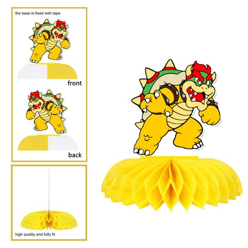 Mario Birthday Party Supplies, 7Pcs Honeycomb Centerpieces for Mario Party Decorations, Double Sided Table Decorations Centerpieces Party Favors