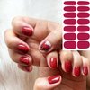 WOKOTO 20 Sheets Red Series Solid Color Full Nail Wraps with Nail File Self-Adhesive Nail Stickers Real Nail Polish Strips for Women Nails Art