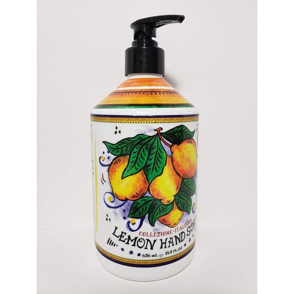 Deruta Collezione Italiana Lemon Hand Soap - Perfect Kitchen Decor Antibacterial Soap - Liquid Hand Soap with Italian Soap Dispenser - Bathroom or Kitchen 21.5 Fl. Oz
