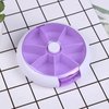 Pill Organizer Weekly,INVODA Pill Case 7 Day 3 Times Medicine Pill Dispenser,Push Button Rotate Pill Planner with 7 Compartments (Purple+Dark Grey Bag)