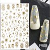 6 Sheet Gold Nail Stickers Black Snake Eyes Leaf Nail Art Stickers 3D Self-Adhesive Bronzing Sun Star Decals Starlight Nail Design Stickers for Acrylic Nail Supplies Women Nail Decorations