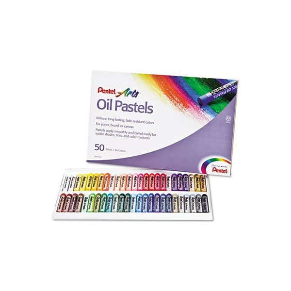 Pentel Oil Pastel Set With Carrying Case,45-Color Set, Assorted, 50/Set