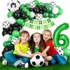 6th Birthday Soccer Balloons Arch,6th Soccer Garland Kit with Green Number 6 Balloon Football Balloons Soccer Mylar Foil Balloons for Boys Kids 6th Birthday Soccer Theme Party Decorations