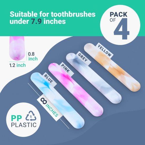 UnicomT 4 PCs Travel Toothbrush Case with Drainage Holes – Portable, Breathable Plastic Toothbrush Holders Travel– Ideal for Camping, Trips & Daily Use – Assorted Colors