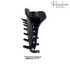 Parcelona French Boss Thin and Narrow Glossy Black Medium Covered Spring Jaw Hair Claw Clip Clutcher Clamp for Fine and Long Hair Types