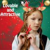 16 Pieces Christmas Reindeer Antler Bows for Hair Christmas Deer Hair Bows for Girls Hair Barrettes Accessories Cutie Festive Hairpins for Women Kids Girls (Cute Style)