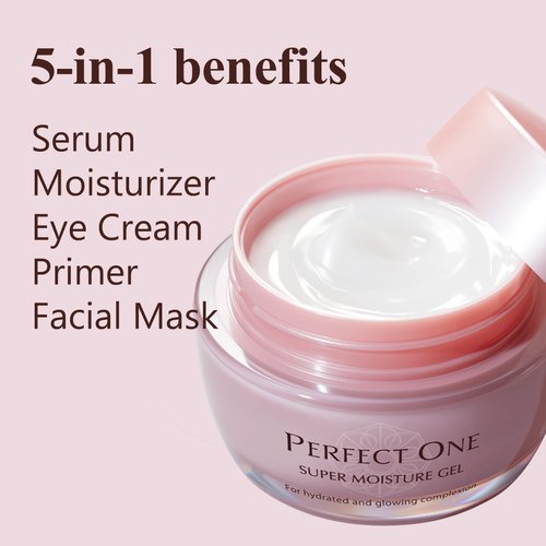 Perfect One Super Moisture Gel, Japanese Skin Care, Face Moisturizer, With Collagen and Hyaluronic Acid, Replaces Serum, Moisturizer, Eye Cream, Primer and Facial Mask, For Women and Men, 1.76 oz