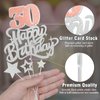 Happy 30th Birthday Cake Topper, 30th Birthday Party Decorations, 30 Cake Topper, Cake Supplies for Women, Rose Gold and Silver