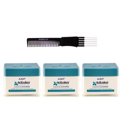 yper Asp Kitoko Hydro-Revive Active Masque (6.8 oz) with Teasing Comb Pack 3
