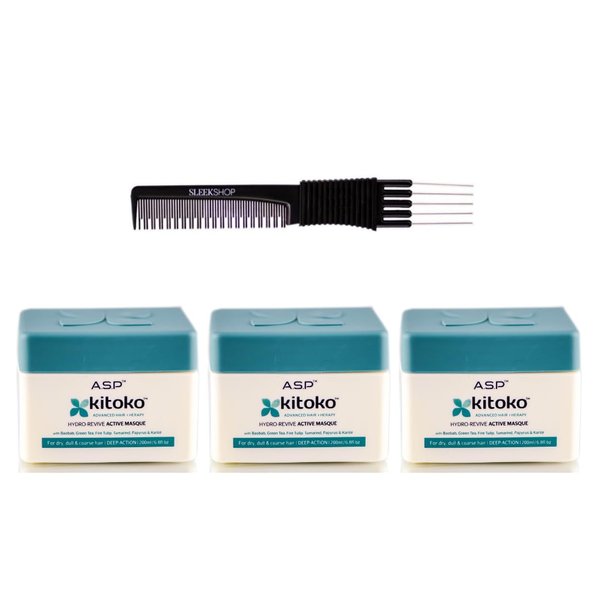 yper Asp Kitoko Hydro-Revive Active Masque (6.8 oz) with Teasing Comb Pack 3