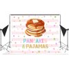 Lofaris Pancakes and Pajamas Birthday Party Backdrop Pink Stripes Colorful Confetti Sweet Girls Birthday Background Slumber Spa Sleepover Party Decor Cake Table Banner 7x5ft