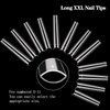 600PCS No C Curve Coffin Nail Tips for Acrylic Nails Professional, XXXL Clear Coffin Nail Tips, 12 Sizes Extra Long Acrylic Nail Tips Flattened Half Cover Fake Nails for Nail Salons and Home DIY