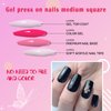 AddFavor 240pcs Black Press on Nails Medium Square Fake Nails, Glossy Acrylic Press on Nails Gel False Nails with Adhesive Stick for women