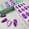 Chrome Metal Press on Nails Glossy Purple Shine False Nails Gel Glue on Nails Sparkly Mirror Medium Almond Manicure Art Acrylic Fake Nails Stick on Nails with Chrome Design for Coquette Women 24Pcs