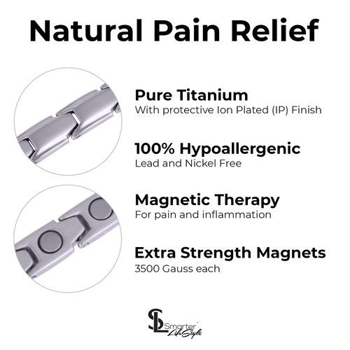 Smarter LifeStyle Elegant Titanium Magnetic Anklet for Women - Adjustable Bracelet Length with Sizing Tool for Perfect Fit, Womens Magnetic Anklet (Silver)