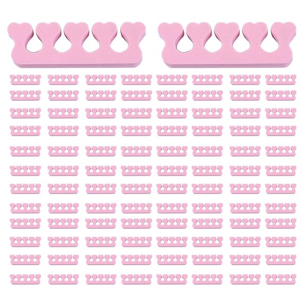100PCS Toe Separators - Soft Foam Toe Cushions - Pedicure Toe Separators - Perfect for Nail Polish, Pedicure, Bunion Relief and Hammer Toe(pink, 100pcs)