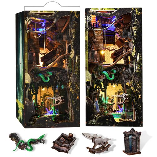 MiniCity Book Nook Kit, DIY 3D Wooden Puzzle Miniature for Adults and Beginners (Down The Rabbit-Hole Alice in Wonderland)
