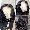 QUINLUX WIGS Body Wave Short Bob Human Hair Wig 13x6 HD Transparent Lace Front Human Hair Wig Brazilian Hair Natural Color 150% Density Short Wigs Ocean Wave Pre Plucked With Baby Hair For Women16inch