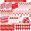 PLOUGVI 208PCS Strawberry Party Favors, Berry First Birthday Decor, Strawberry Birthday Party Decorations, Strawberry Theme for Party Goodie Bag Stuffer Pinata Filler Gifts