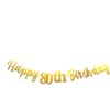 MEDIMQC Gold Happy 80th Birthday Banner Sign Gold Glitter 80 Years Birthday Party Decorations Supplies Anniversary Celebration Backdrop Pre-Assembled