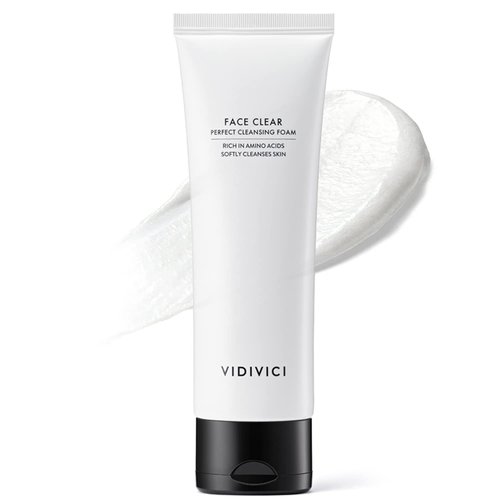 VIDIVICI Face Clear Perfect Cleansing Foam – Gentle Face Wash with Hyaluronic Acid and Moringa Seed Oil – Hydrating Foaming Cleanser – Soft, Fluffy Foam 4.06oz.
