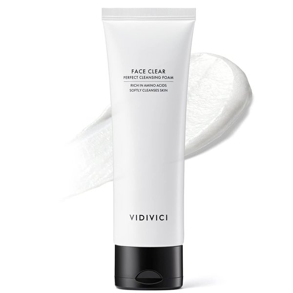 VIDIVICI Face Clear Perfect Cleansing Foam – Gentle Face Wash with Hyaluronic Acid and Moringa Seed Oil – Hydrating Foaming Cleanser – Soft, Fluffy Foam 4.06oz.