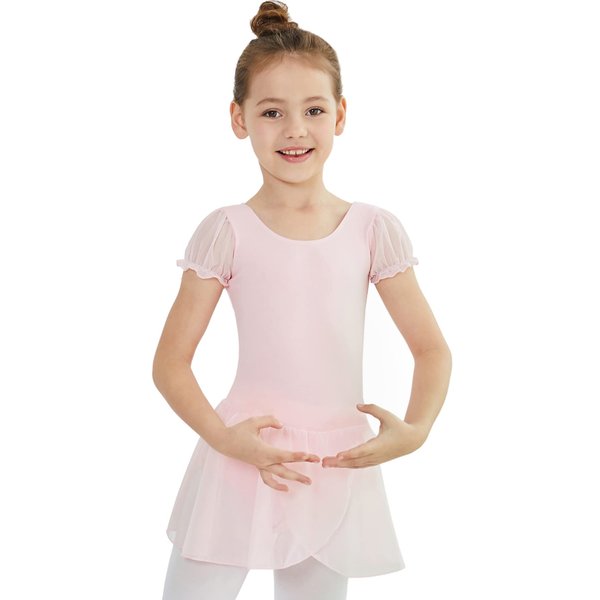 MdnMd Dance Ballet Leotard for Toddler Girls with Tutu Skirt Ballerina Dress Outfit (Ballet Pink, Age 2-4 / 2t,3t)