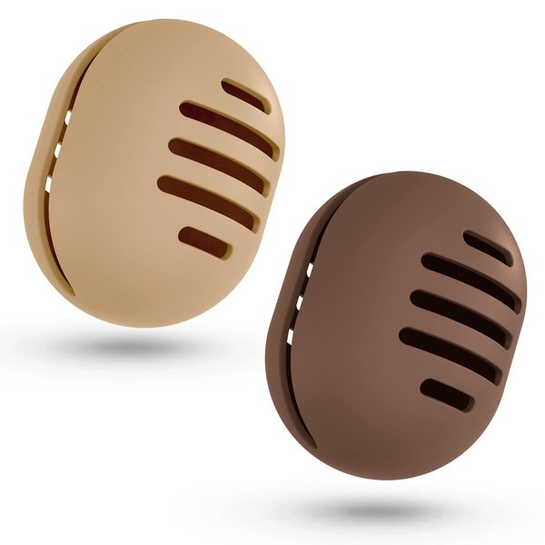 Fauxomor 2 Pcs Makeup Sponge Holder,Breathable Silicone Beauty Blender Holder for All Sponges,Ultra-soft Make up Blender Travel Case Quick Drying,Khaki+Coffee