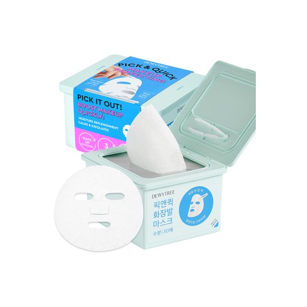 DEWYTREE Hyaluronic Acid Moisturizing Mask Sheet for Perfect Makeup, Dispenser Type Refreshing Aqua Mask 30 Sheet - Pick and Quick, Enriched with Amino Acids for Hydrating and Removing Dead Skin Cells