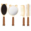 1 Set 4 Pcs Hair Brush and Comb Set for Girls, Comb Mirror Set, Hair Brush Set for Girl, Brush, Hair Comb Set, Dry Wet Detangling Hair Brush, Scalp Massager Hair Brush, Comb Set for Girls Kids Gift