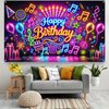 Blissyard Neon Birthday Party Banner 71x43 Inch Glow in The Dark Birthday Party Photography Backdrops Happy Birthday Party Decoration Banner for Kids Boys Girls