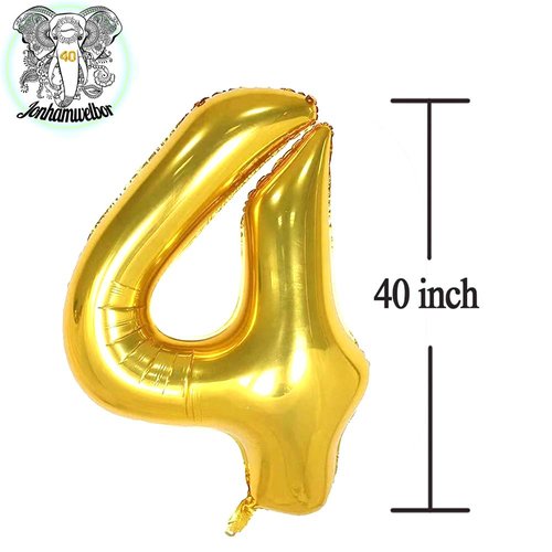 40 Number Balloons Gold Big Foil Mylar Giant Jumbo 40 Balloons for Men Women 40th Birthday Party Supplies 40 Anniversary Events Decorations